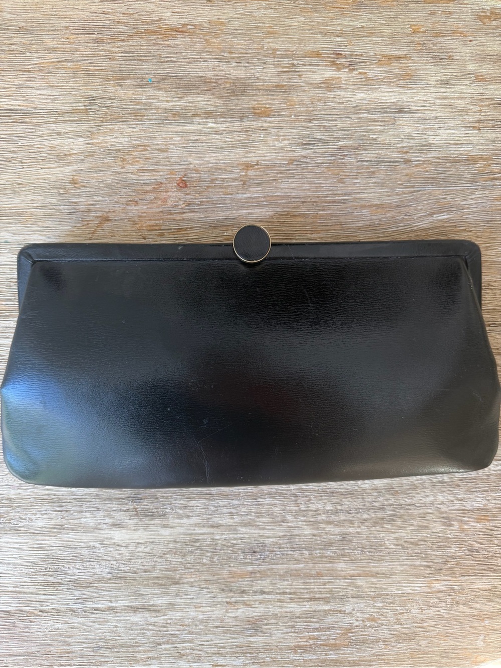 Vintage Etra Black Kiss Lock Clutch Evening Bag Gold Hardware